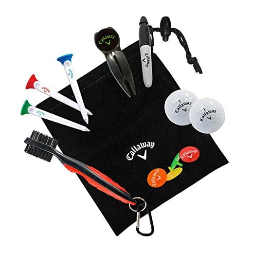 Callaway On-Course Golf Accessories Gift Set with Golf Club Brush & Divot Repair Tool with Ball Marker,Black