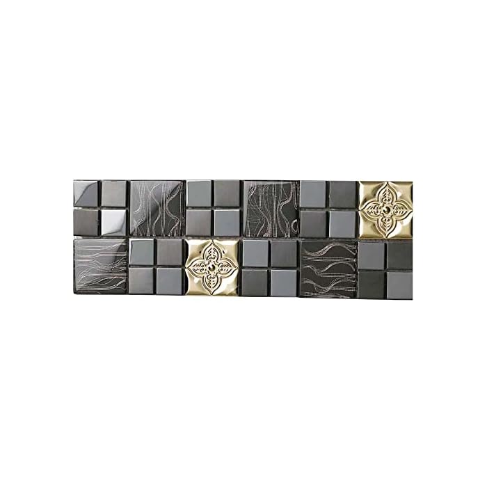 Buy Hominter Sample Tile 3x12 Inches Glass Metal Mosaic Backsplash Tile
