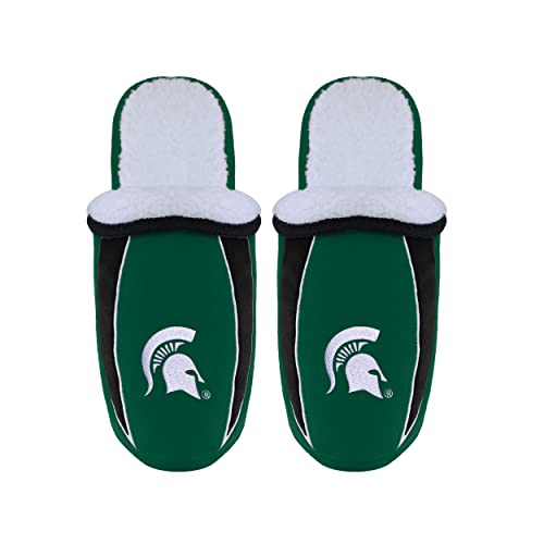 Image of FOCO mens NCAA College Team Logo Sherpa Moccasin Slippers
