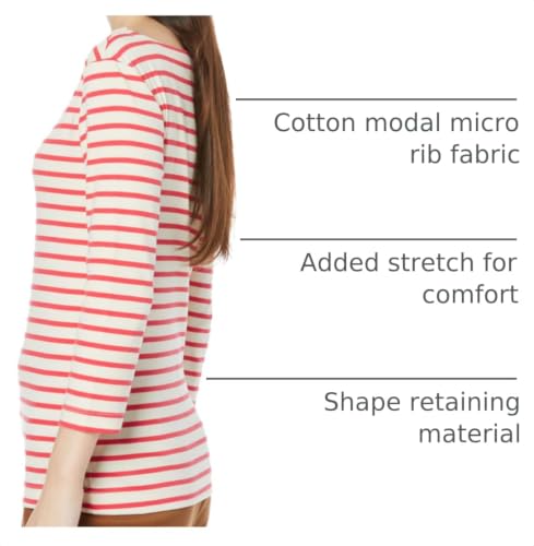 Image of Amazon Essentials Women's Slim-Fit 3 /4 Sleeve Boat Neck Tops Cotton Modal T-Shirt