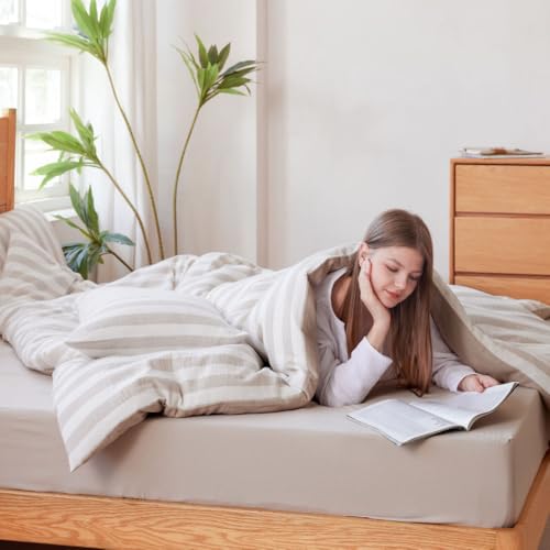 【NERUS ネルス 正規品】スマート・アイ(smart-i) 布団カバーセット Reich(ライク) 綿100% ツイル織 掛布団カバー ボックスシーツ 枕カバー 洗える コットン おしゃれ シンプル ダブル グレージュ