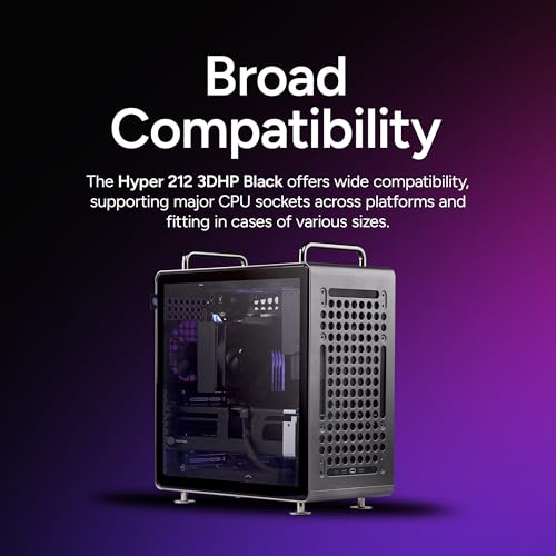 Image of Cooler Master Hyper 212 3DHP CPU Air Cooler - Patented 3D Heat Pipe Technology, 120mm PWM High Airflow Fan, Quiet Cooling & Easy Installation, AMD AM5 /AM4 & Intel LGA 1851 /1700, Black