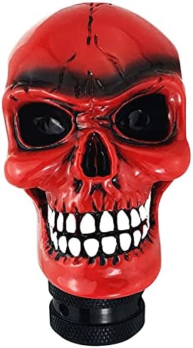 Abfer Skull Shift Knob Gear Stick Head Replace Red Shifter Lever Knob Fit Most Automatic Manual Truck Vehicles, Red