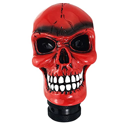 Abfer Skull Shift Knob Gear Stick Head Replace Red Shifter Lever Knob Fit Most Automatic Manual Truck Vehicles, Red #TOP3