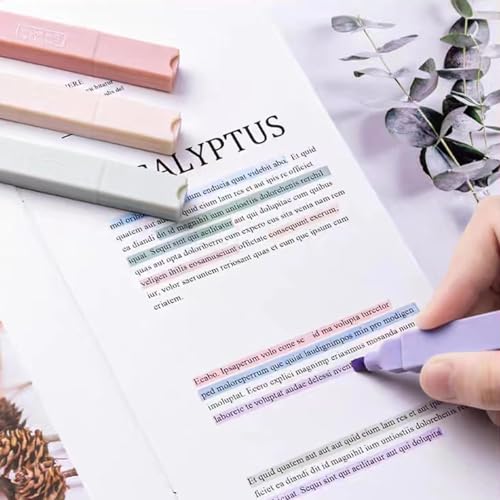 Image of Aesthetic Cute Highlighters and Pens - No Bleed, Mild, Soft Chisel Tip, Pastel Highlighters and Markers (Dual Tip, 6 Pcs)