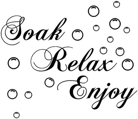 Lchen Soak Relax Enjoy Wall Sticker PVC Removable Bathroom Wall Decal Home Decoration (Black)