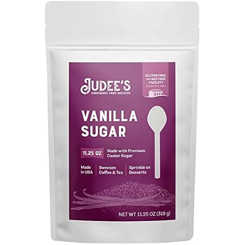 Judee's Vanilla Sugar 11.25 oz - Made with Premium Caster Sugar - Sprinkle on Desserts and Sweeten Tea or Coffee - Made in USA - Gluten-Free and Nut-Free Cover