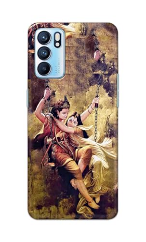 Image of Printed Hard Back Cover for Oppo Reno6 5G | Oppo Reno 6 5G Back Cover (Radha Krishna Love -J1) -190724(EA)