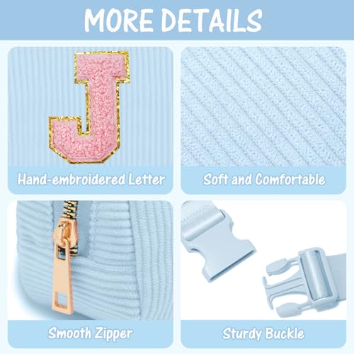 Image of Gitus Birthday Gifts for 10 11 12 13 14 15 16 Year Old Girls Personalized Gifts for Women Initial Fanny Pack Crossbody Bag Belt Bag Cute Preppy Stuff for Teen Girls Teenage Girl Gifts (Icing Blue-J)