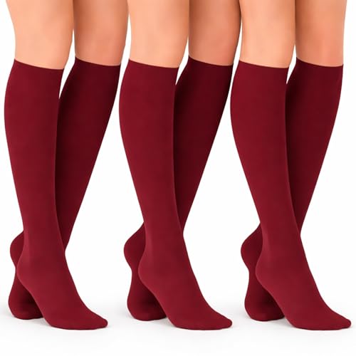 Image of Diamond Star Women's Trouser Socks, Opaque Knee High Nylon Socks, Stretchy Comfort Fit for Work and Casual, 6 Pairs