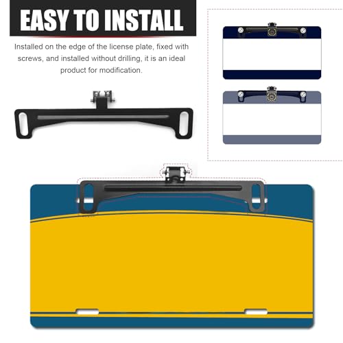 Image of Universal Car Rear View Camera License Plate Bracket, No-Drill Camera License Plate Bracket, Vehicle Backup License Plate Camera Mount Universal, Easy Installation, Rust-Resistant, Durable Design