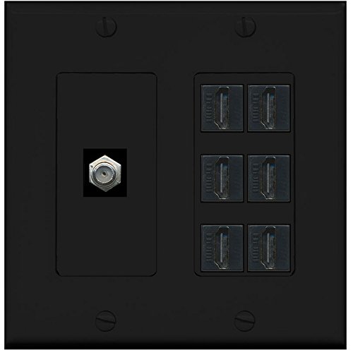 RiteAV - (2-stopniowa dekoracyjna 6 HDMI czarna Coax czarna płyta ścienna czarna