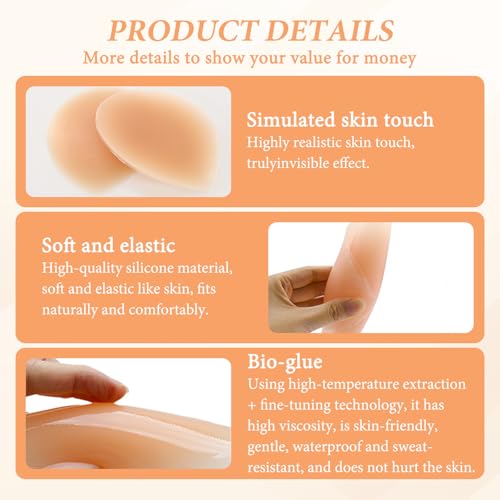 Hip Dip Pads, Silicone Butt Pads for Women, Reusable Hip Enhancer Shapewear, Self-Adhesive Butt Pad for an Instant Hourglass Figure(Skin Color)4