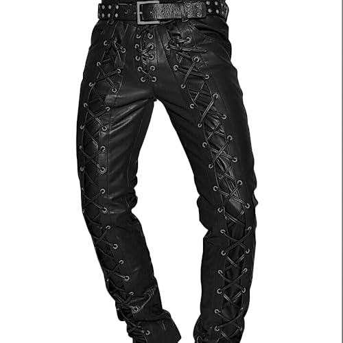 Mens Real Cowhide Leather Biker Pants - Genuine Leather Pants for Mens Available in2