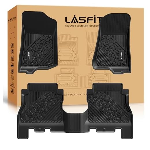 LASFIT Floor Mats Fit for 2018-2023 Jeep Wrangler JL Unlimited 4 Door Only (Not Fit for JK or 4XE), TPE All Weather Car Liners,Custom Fit 1st & 2nd Row Floor Liners, Black