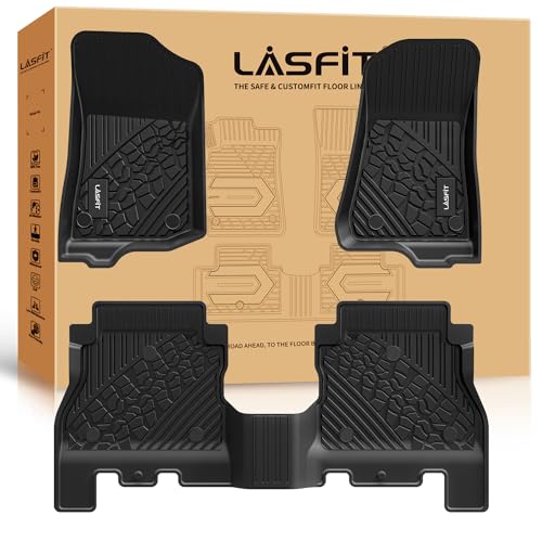 LASFIT Floor Mats for Jeep Wrangler JL Unlimited 4 Door 2018-2025 (Not Fit JK or 4XE), Non-Slip TPE...