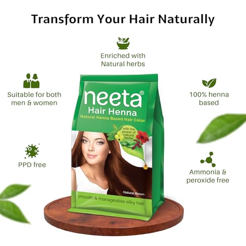 Image of Neeta Natural Henna Based Hair Color With The Power Of Natural Herbs For Smooth & Silky Hair (125Gm Natural Brown)