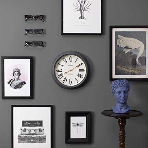 Jones Clocks® Venetian Wall Clock - Farmhouse Décor - Rustic Décor - Classic Traditional Design - Kitchen Clock - Living Room Clock - Office Clock - Farmhouse Clock (Dark Gray/Roman Numerals) #TOP3