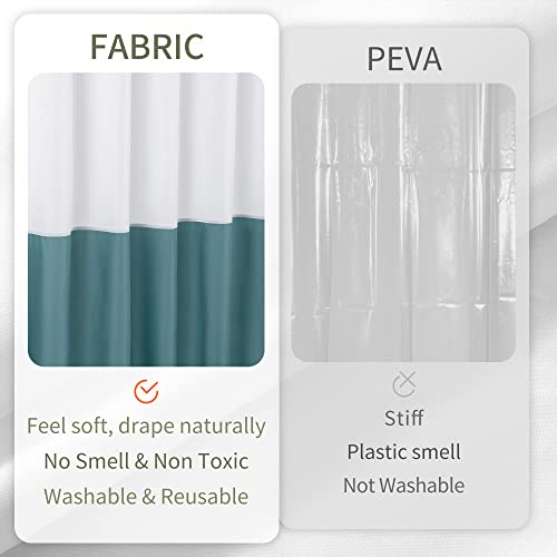 Image of ALYVIA SPRING Waterproof Fabric Shower Curtain or Liner White /Teal, 72x72