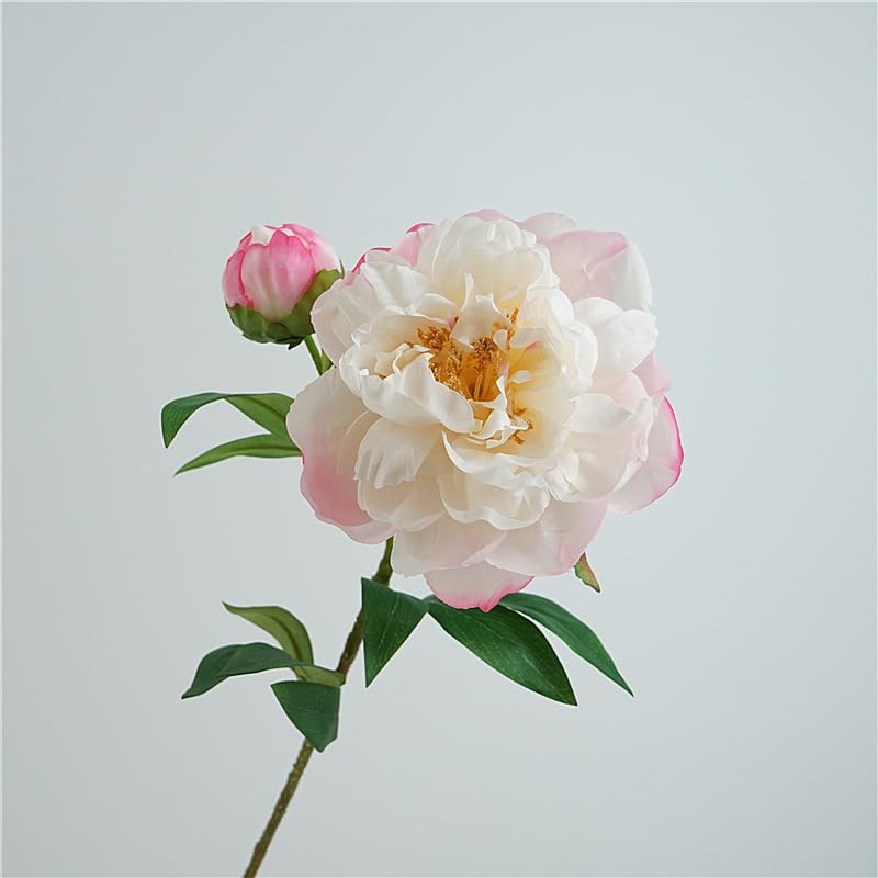 Artificial Peony 4PCS Vintage Silk Flowers Fake Peonies with Stems for Wedding Decoration Bridal Bouquet Arrangement (Light Pink) - Image 3
