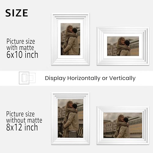 Image of Art Street Luxury Photo Frame for living room, Modern Step Design Photo Frames for Photograph, Art Work, Kids Room Set of 9 (8x12 Inch, White)