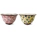 J-kitchens Workshop Sho~ 180702 Square High Stand Rice Bowl Pair (Pink Blue) Full Bloom Hasami Ware Made in Japan
