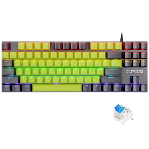 CHONCHOW ゲーミングキーボード 青軸 アンチゴーストキー RGBメカニカルキーボード LEDバックライト付き PS5/PS4/任天堂Switch/Windows対応 有線 テンキー 87キー 全キー防衝突 26個ライトモード自由選択 M801Lb