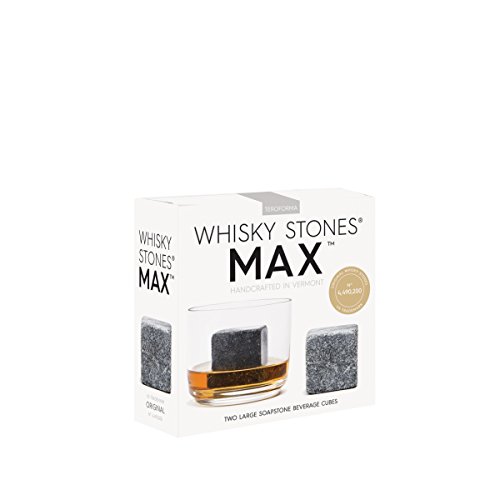 Original Whisky Stones MAX By Teroforma – Handcrafted Natural Large Soapstone Beverage Chilling Cubes (Set of 2)