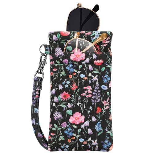 Image of FINTIE Double Eyeglasses Case with Carrying Strap, Portable Squeeze Top Microfiber Soft Glasses Case Sunglass Pouch