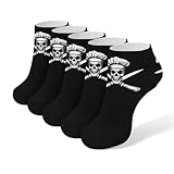 Anceky Calcetines deportivos unisex de corte bajo, ligeros e invisibles, con diseño de cuchillos de chef y calavera, 5 pares