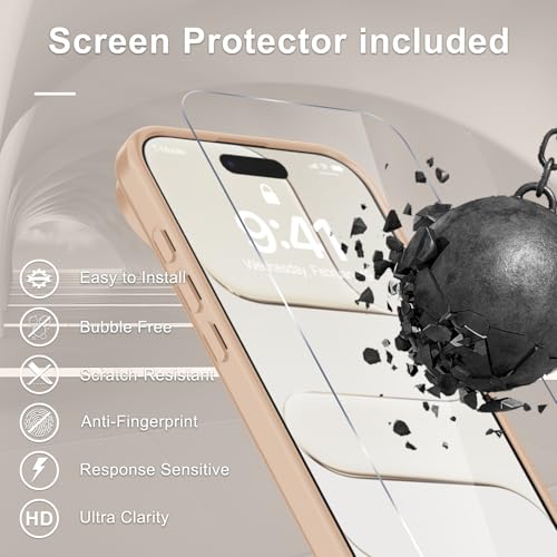 Image of YENAPOON for iPhone Air Case, Matte Magnetic Phone Cover [with 1 Screen Protector] [Support for MagSafe] [Shockproof Military Grade Protection] Translucent Frosted Back, Coral Pink