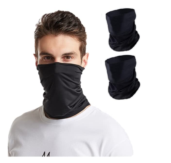 Trickey Shopper™ Men's & Women's Woollen Summer/Winter Bandana Face mask Cover Cycling Biking Running Neck Gaiter Headgear Scarf Hiking Camping Gym Yoga Sports (Black) 2 Pcs