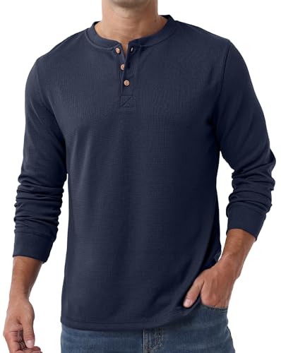 Sailwind Men's Waffle Henley Shirts Long Sleeve Button T-Shirt Casual Stylish Lightweight Pullover Shirt4