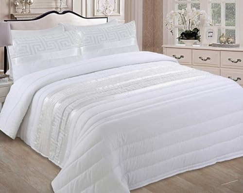 HaraDeco Colcha Jacquard Blanco Cosido