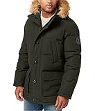Tommy Hilfiger Men's Arctic Cloth Quilted Snorkel Bomber Jacket With Removable Faux Fur Trimmed Hood