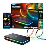 AI Sync Box 2 HDMI 2.1 para TV 55-65 Polegadas, Sincronização de Luz IA 8K60Hz e 4K144Hz, Suporte Matter VRR ALLM, Fita LED RGBWIC de Alta Densidade com Wi-Fi e BT para Jogos e Filmes