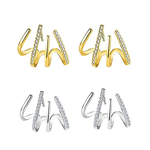 Boucles d'oreilles à tige en cristal brillant, tendance et minimaliste, délicates - En argent - Pour femme et adolescente - Doré et argenté Cover