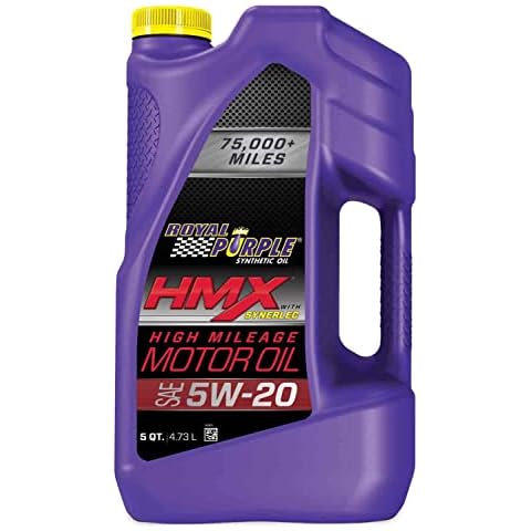 Royal Purple HMX w/Synerlec | High Mileage SAE 5W-20 Premium Synthetic Motor Oil |5 Quart | SKU: 17518 Cover