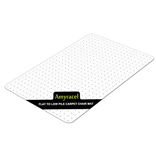 Amyracel Clear Office Chair Mat For Carpets, 30” X 48” Studded Low Pile Carpet Chair Mats, Office Desk Chair Mat For Carpeted Floors, Easy Glide Floor Protector For Desk Chair #TOP13