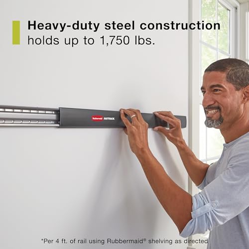 Rubbermaid 24-Piece FastTrack Garage Wall-Mounted Storage Kit, 6 Rails and 18 Hooks, Black, for Home/House/Tool/Sports/Equipment/Utility Purposes by Rubbermaid - Image 3