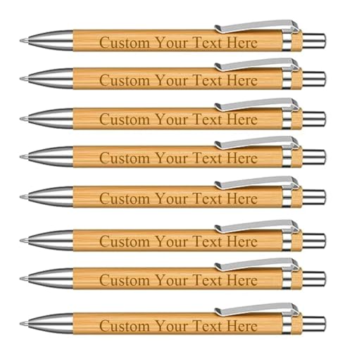 Stylos personnalisés en bambou gravés avec nom et encre noire en vrac pour cadeaux