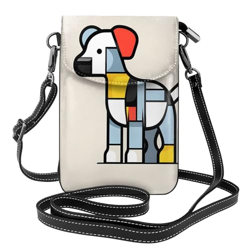 Téléphone portable pour femme protégé par un petit sac en cuir Mondrian à bandoulière réglable