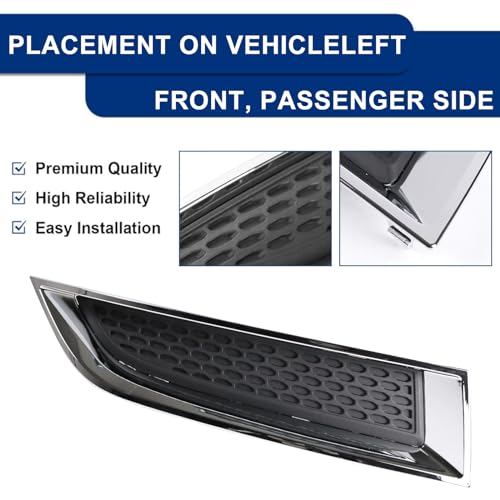 Image of Fog Light Grille Cover Compatible with 2013-2016 GMC Acadia 2017 Limited Right Passenger Side Bumper Cover Grille With Chrome Molding Front Upper Mounts Below Head Light # GM1039155 20982400