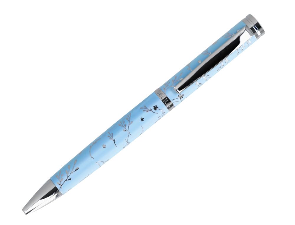 BELIUS Beautiful aluminium pen in sky blue design silver embossed blue ink design box.