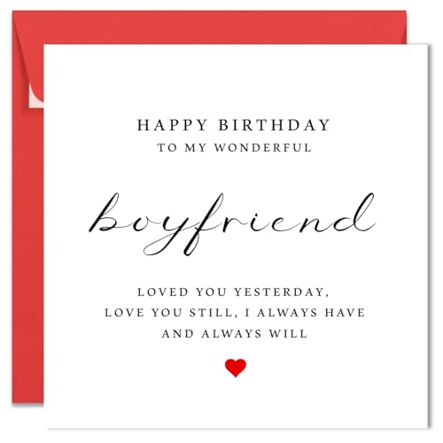 Printperfect - Boyfriend Birthday Card - Happy Birthday Card - Loved You Yesterday Love You Still - I Love You Gifts For Him - Sweet Birthday Cards For Boyfriend Partner For Men
