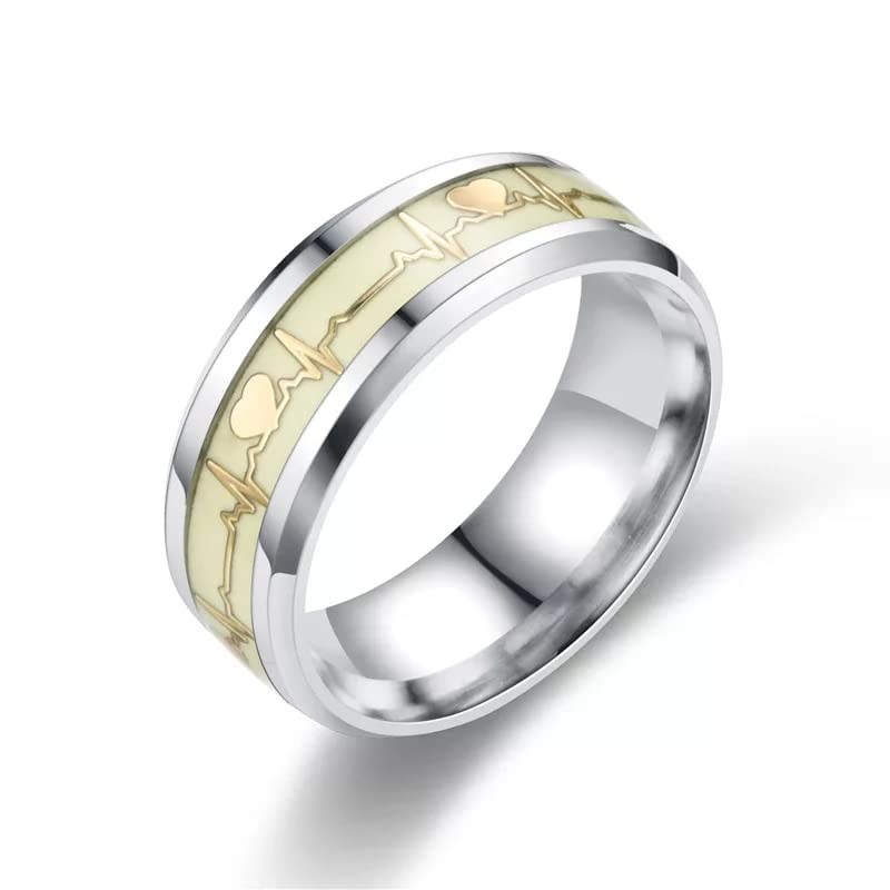 VIEN TRENDING Dark Luminous ECG Ring Stainless Steel Ring Promise Heartbeat Ring Glowing Jewelry for Men Women (B09TBDQN99) Amazon Price History, Amazon Price Tracker