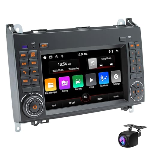 Android 14 Double DIN Touch Screen Car Stereo - 7" IPS Bluetooth DVD Player with GPS Navigation for B200 2008-2017, Grande Punto, Linea, Wireless CarPlay, WiFi Enabled