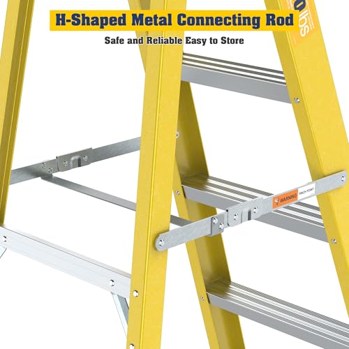Image of Fiberglass Ladder, Single-Sided Stepladder for Electrical Engineering Ladder Construction with a Load Capacity of 330 pounds (4 Steps-Yellow)