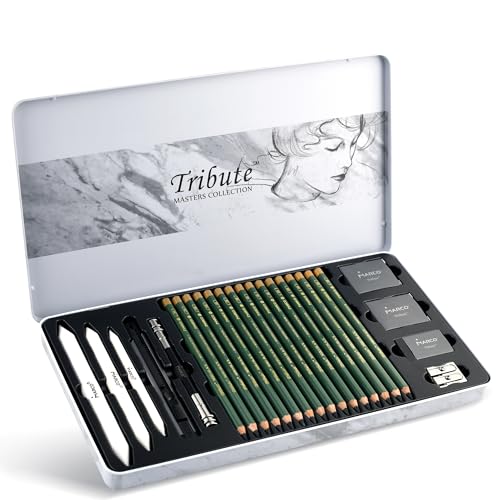 Crayons pour croquis MARCO : le coffret de dessin de 25 pièces à offrir aux artistes