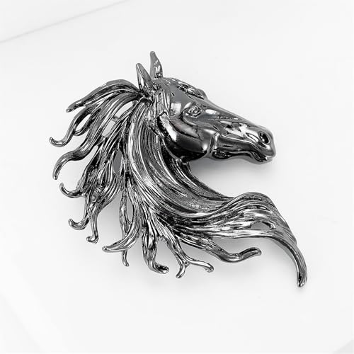 Image of Dreuyet Horse Brooch Pin Horse Racing Suit Lapel Pin for Women Men Rhinestone Antique Gold Horse Animal Brooch Clothing Outfits Accessory Jewelry
